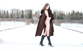 Met Art Natasha S Natasha In Public by Paromov 38896 Public nudity at its best with snow on the ground in a public place and fur coat for flashing.
