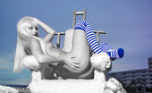 Met Art Jana M Presenting Jana by Magoo 41688 Crazy blue images with a hot blonde who loves to be naked and loves tall striped socks.
