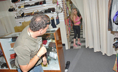 Money Talks ally 59600 Sexy blonde ally shjows off her hot bod in the fitting room to then get blindfolded and double teamed in these pics
