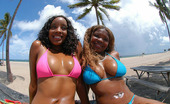 Round And Brown  60392 Double trouble at the pool with these hot 2 ebony babes
