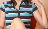  66443 Sexy teen in a blue striped shirt
