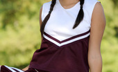  Shyla Jenningss dressed up in her cheerleader outfit letting everyone look up her skirt