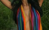  81780 Karla Spice shines through her rainbow bikini
