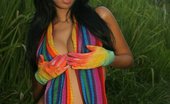  81780 Karla Spice shines through her rainbow bikini
