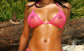 Bikini Riot Rita G 84646 Rita G Pink Fishnet Bikini At Beach
