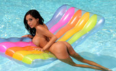 Bikini Riot Lela Star Lela Star Hot Body Floating on Raft in Cool Pool
