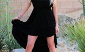 XO Gisele 85661 Wears A Long Black Dress That Allows Easy Access To Slip Of Her Panties And Touch Herself

