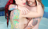 Blue Blood Marriah and Schno 98614 Tattooed couple fucking in the hot tub
