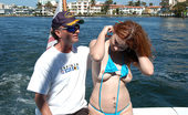 Captain Stabbin heidi 102330 The captian fish hooks a redhead for a blow on the boat
