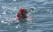 Captain Stabbin amy 102478 Cute little brunette swims back to the shore after a hard bang on boat
