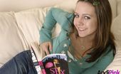 Andi Pink Cute teen amateur model reading
