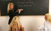 Strapon Lesbians 105306 Lesbian teacher gives women strapon lessons
