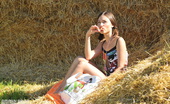 Amour Angels Tandy SEXUAL STOP Fascinating teen charmer taking off clothes and spreading legs outdoors on the haystack.