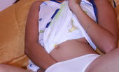 LBFM 108510 Tall chick dropping her panties and spreading to flash her love orifices
