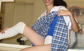 LBFM 108609 Student stripping from her school uniform to show her salivating privates
