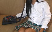 LBFM 108671 College student lifting her school skirt and spreading her pussy lips to show some pink

