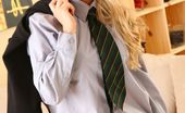 Only Tease Natasha Anastasia 109453 Blonde strips out of her college uniform in the lounge.
