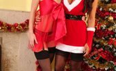 Only Tease Charley S 109656 Charley S & Jasmin go festive in their sexy Santa outfits and stockings
