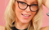 Only Tease Lacey Jay Sexy blonde Lacey in specs and pantyhose
