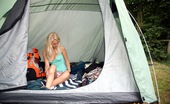 Club Seventeen Sara 113754 Sexy camping blonde teenage hottie plays in her big tent
