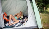 Club Seventeen Sara 113754 Sexy camping blonde teenage hottie plays in her big tent
