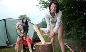 Club Seventeen Christina And Jacqueline And Sara And Tessa 113774 Outdoor camping teenagers playing with their wet cooters
