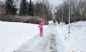 Club Seventeen Vanessa Glam 114387 A hot teenage girl enjoys running for fun during winter
