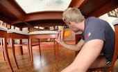 Club Seventeen Cute 114981 Angelic brunette shagging a chap under the kitchen table
