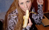 Club Seventeen Sasha 115605 Cute banana eating beauty rubs her tight soaked coochie
