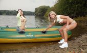 Club Seventeen Two sexy lesbian teenage hotties toying outdoor in a boat
