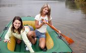Club Seventeen 116483 Two sexy lesbian teenage hotties toying outdoor in a boat
