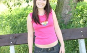 Club Seventeen Jenny 118452 Very horny teenage girl masturbates on a bench outdoors
