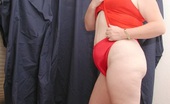 BBW Sex Videos 119139 Short Haired Fat Blonde in Red Teasing and Revealing Red Panty
