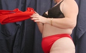 BBW Sex Videos 119139 Short Haired Fat Blonde in Red Teasing and Revealing Red Panty
