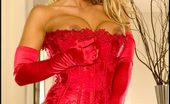 Hot Legs Foxes.com Sofia Rossi Blonde with Bigtits in Red Corset
