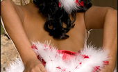 Santa Wears Stockings Foxes.com Priya Rai 122198 Indian Santa Wears Red Stockings Xmas Costume
