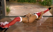 Santa Wears Stockings Foxes.com Priya Rai 122198 Indian Santa Wears Red Stockings Xmas Costume
