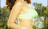 Hair Down There Foxes.com Carlotta Champagne 122255 Natural Titties in Garden with Hairy Bush
