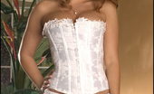 Naughty Red Foxes.com Melissa Manx 122393 Bridal Lingerie Waist Cincher Corset Stockings
