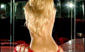 Sexy Curvey Foxes.com Jena Kay 122418 Blonde Lap Dancer on Pole in Sexy Red Clubwear

