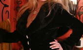 Rachel Aziani Velvet Coat & Stockings 123086 In Black Velvet Coat, Waist Cincher And Thigh High Stockings;
