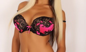 Alluring Vixens Italia R 123967 Beautiful Vixen Italia R Teases In Sexy Pink With Black Lace Matching Lingerie
