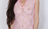 Alluring Vixens Ashley C. 124030 Vixen Ashley C. Loves To Tease In Her Semi Sheer Pink Rose Top
