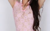Alluring Vixens Ashley C. 124030 Vixen Ashley C. Loves To Tease In Her Semi Sheer Pink Rose Top
