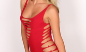 Alluring Vixens Aneta 124093 Stunning Blonde Vixen Babe Aneta Teases In A Skimpy Tight Little Red Dress
