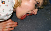 Gloryhole.com Heather Gables 130861 Blond Licks Cum Off Floor After Gloryhole Blowjob
