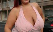 BBW Hunter 144327 Huge Redhead Peaches Naked And Playing With Her Breasts While Bouncing On Top Of A Black Wang
