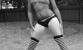 Megan QT 151960 Super Sexy In Black & White Stockings
