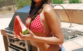 Craving Carmen 158730 Country Girl Craving Carmen Makes A Mess With Her Juicy Watermelon In A Tiny Checkered String Bikini And Tiny Jean Shorts
