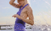 Ron Harris Kara Duhe Glamorous Model Kara In Her Skimpy, Blue Nightie Teasing At The Shoot
